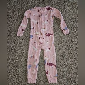 Carter's Pink Dinosaur Print Kids No Feet One Piece Cotton Sleeper | 3t